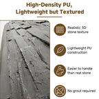 Faux Stone Wall Panels, 6-Pack Premium PU Stone Veneer for Indoor/Outdoor, 3D Artificial Rock Siding for Fireplace Surround & TV Accent Wall, English Brown Castle Stone, 45.67"x11.8"