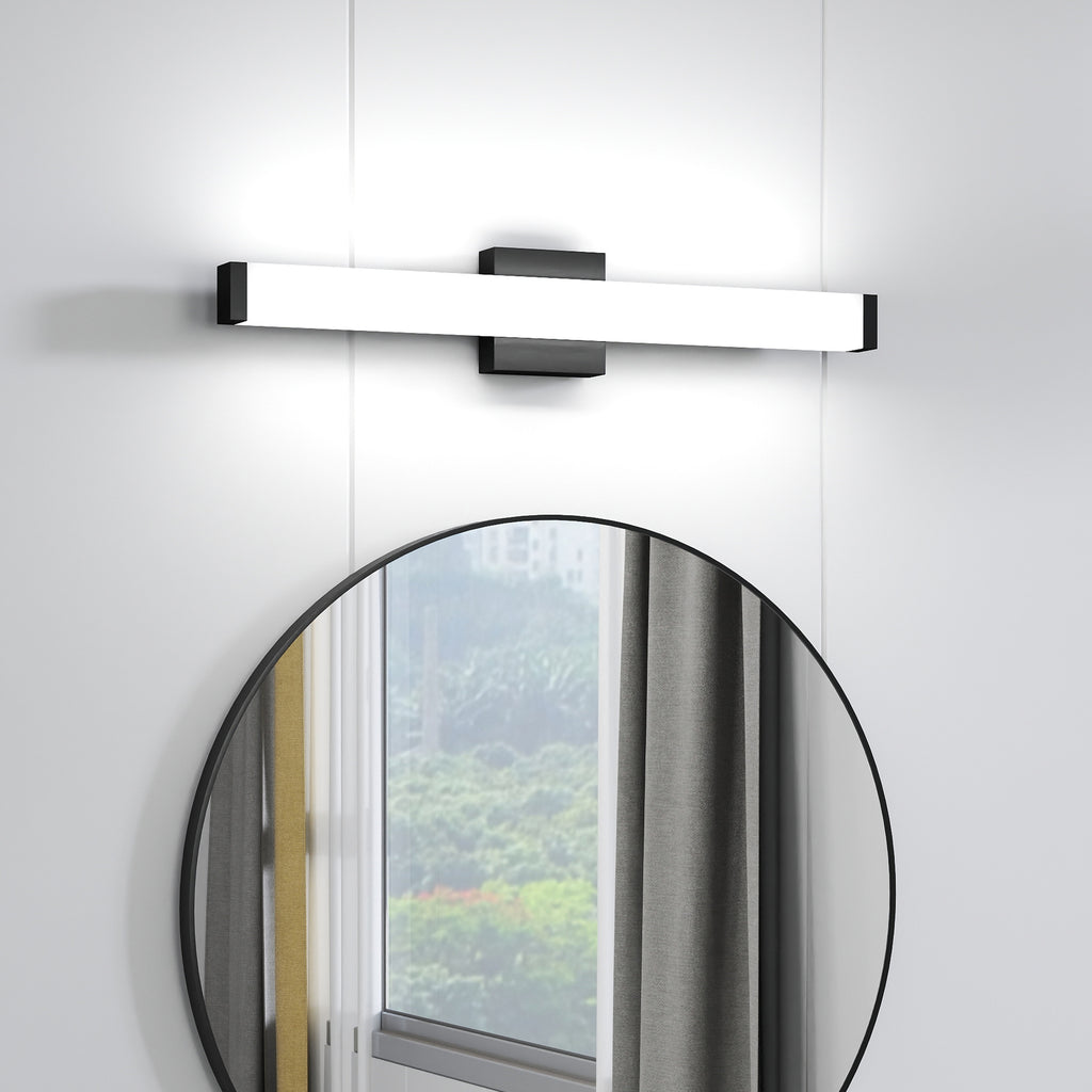 LUXYARD Bathroom Vanity Light Black - 25 inch  Vanity Lights for Bathroom - 14W LED Bath Lights Over Mirror Cool White Light 6000K