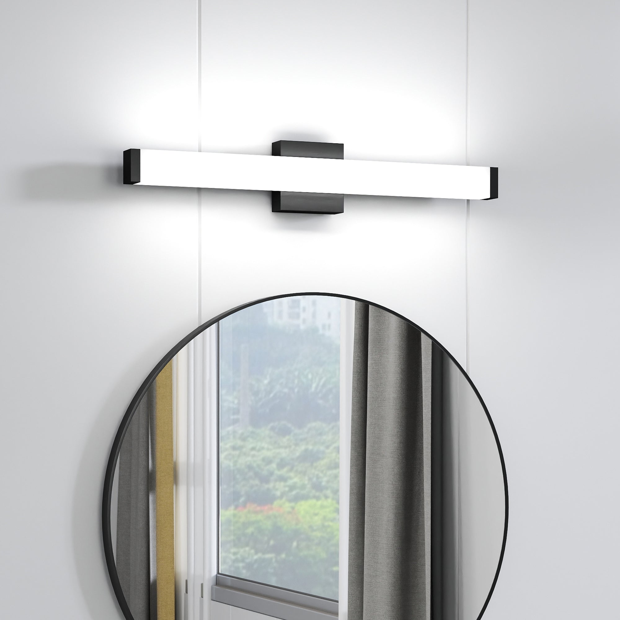 LUXYARD Bathroom Vanity Light Black - 25 inch  Vanity Lights for Bathroom - 14W LED Bath Lights Over Mirror Cool White Light 6000K