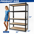 Heavy-Duty 5-Tier Metal Storage Shelves Adjustable Garage Shelving for Pantry Closet Kitchen Basement Black