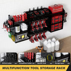 Power Tool Organizer Wall Mount with Charging Station 3-Tier Metal Garage Tool Storage Rack with 8-Outlet Power Strip