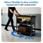Heavy-Duty Rolling Tool Cart with Drawer & Pegboard, Mobile Garage Storage Organizer for Workshop
