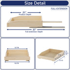 Pull Out Cabinet Organizer 13.5" W x 21" D, Soft Close Slide Out Wood Drawer Shelf for Kitchen Cabinets, Pull Out Cabinet Drawer for Base Cabinet, Pantry and Bathroom Storage, Bottom Mount