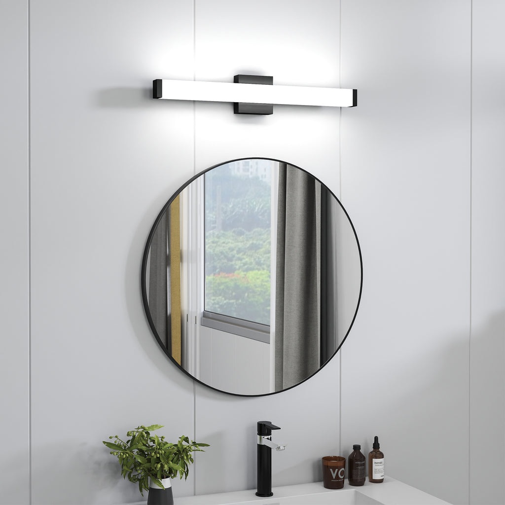 LUXYARD Bathroom Vanity Light Black - 25 inch  Vanity Lights for Bathroom - 14W LED Bath Lights Over Mirror Cool White Light 6000K