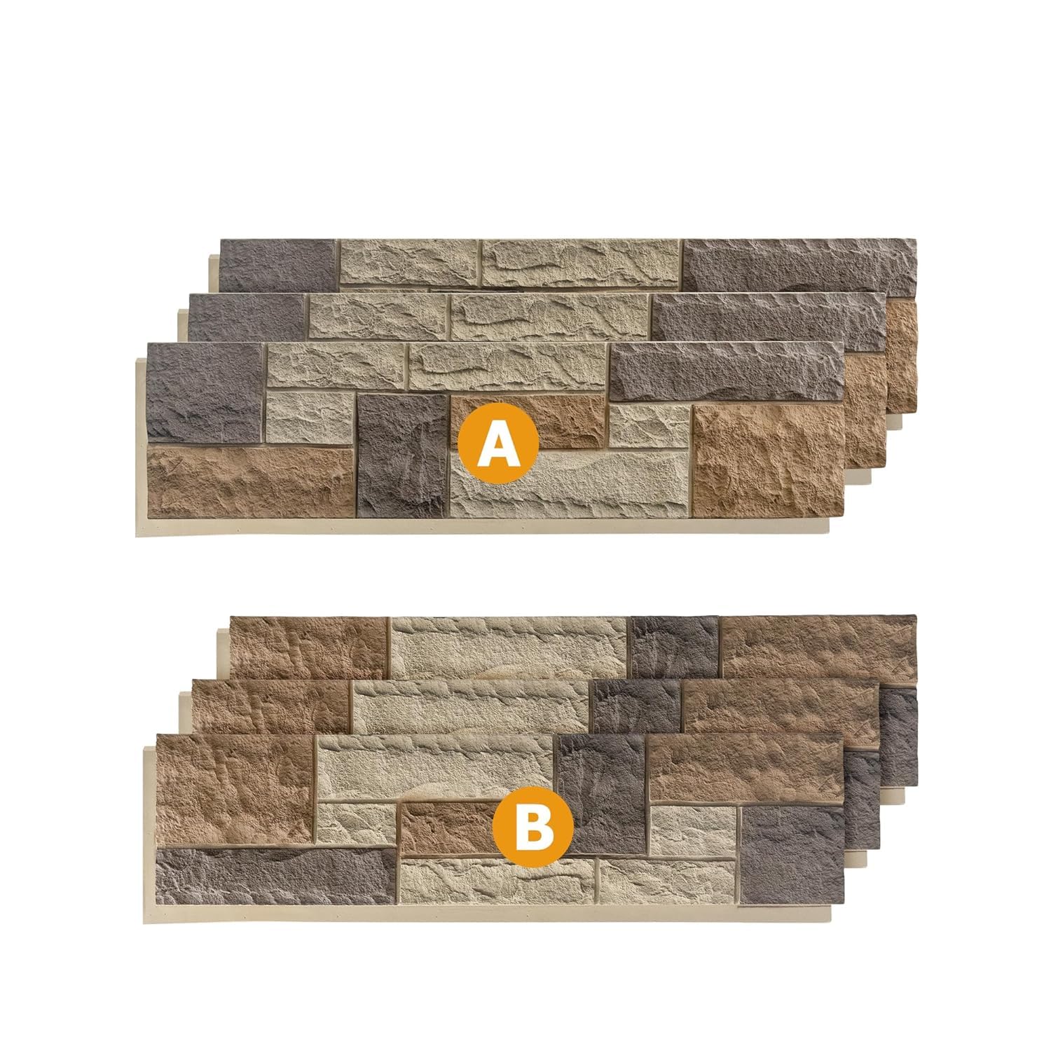Faux Stone Wall Panels, 1-Pack Premium PU Stone Veneer for Indoor/Outdoor, 3D Artificial Rock Siding for Fireplace Surround & TV Accent Wall, English Brown Castle Stone, 45.67"x11.8"