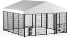 LUXYARD Outdoor Dog Kennel with Rotating Feeding Door, Stainless Bowls and Upgraded Polyester Roof