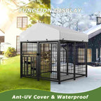 LUXYARD  Metal Chicken Coop Run with Side Hardware Cloth, Large Walk-in Outdoor Poultry Cage Heavy Duty Predator Proof Hen Duck Rabbit Farm Pen House, Waterproof Anti-UV Cover