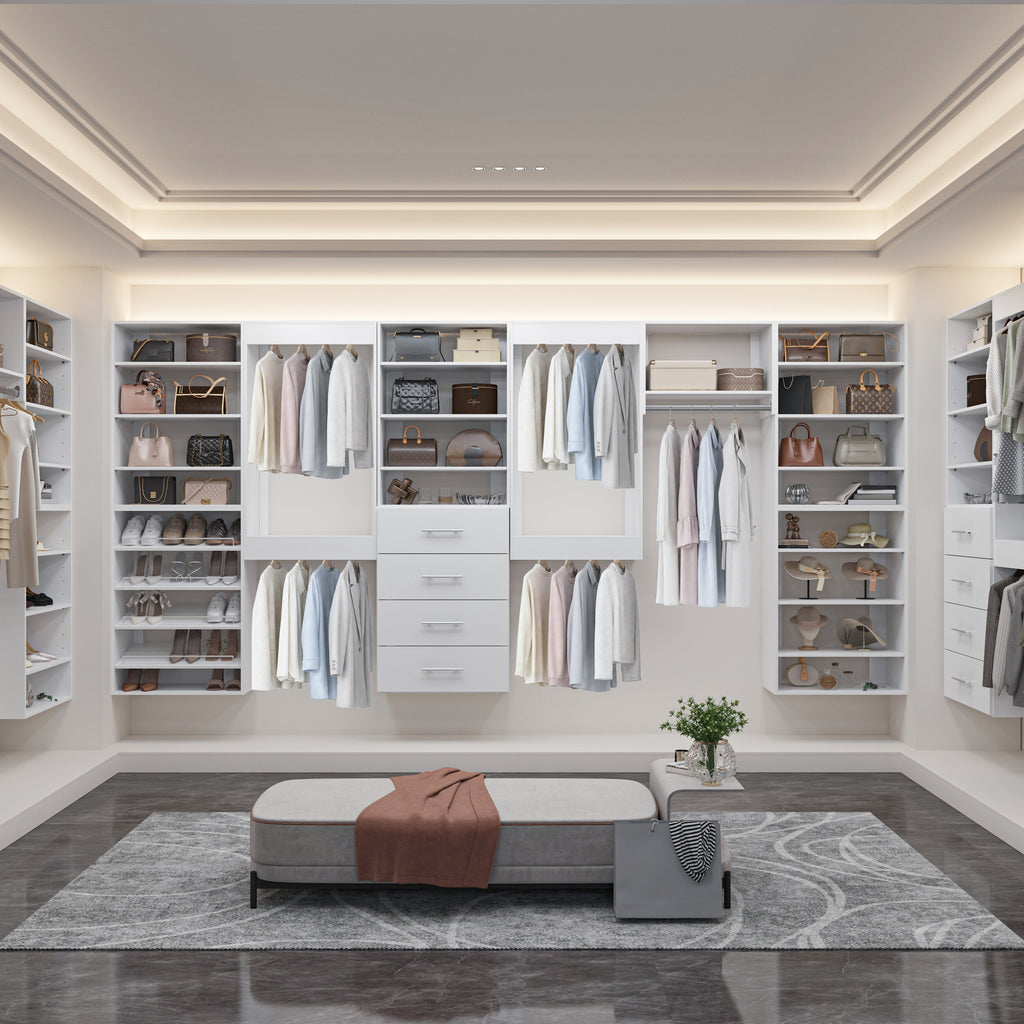19.5" Wide 4 Drawer Tower Modular Closet System, Closet Storage Organizer with 4 Drawers, White