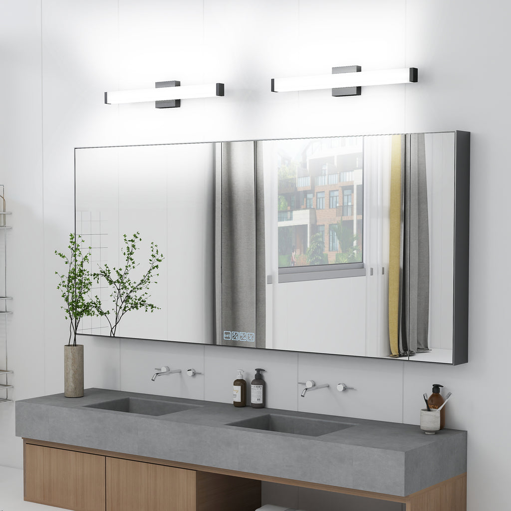 LUXYARD Bathroom Vanity Light Black - 25 inch  Vanity Lights for Bathroom - 14W LED Bath Lights Over Mirror Cool White Light 6000K