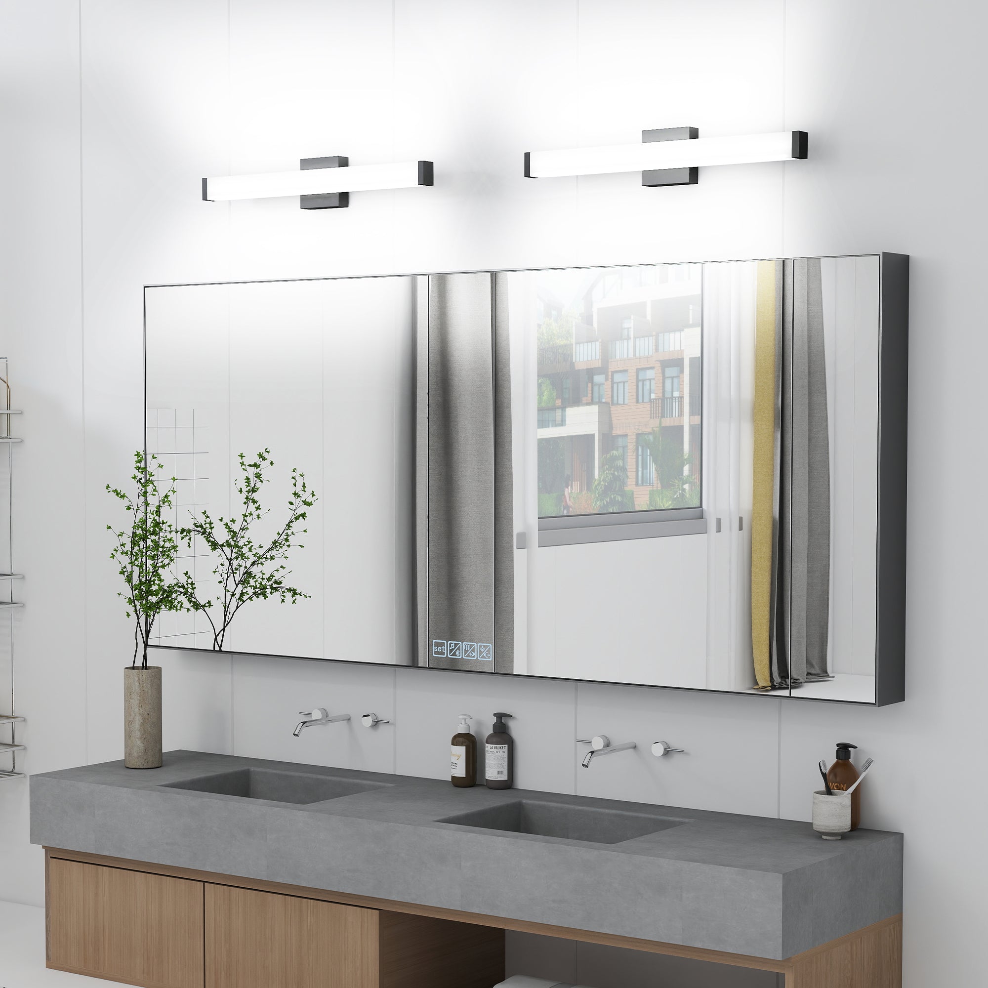 LUXYARD Bathroom Vanity Light Black - 25 inch  Vanity Lights for Bathroom - 14W LED Bath Lights Over Mirror Cool White Light 6000K