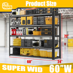Heavy-Duty Garage Shelving 5-Tier Adjustable Metal Storage Rack 3000 lb Capacity Industrial Shelving for Garage Basement or Warehouse