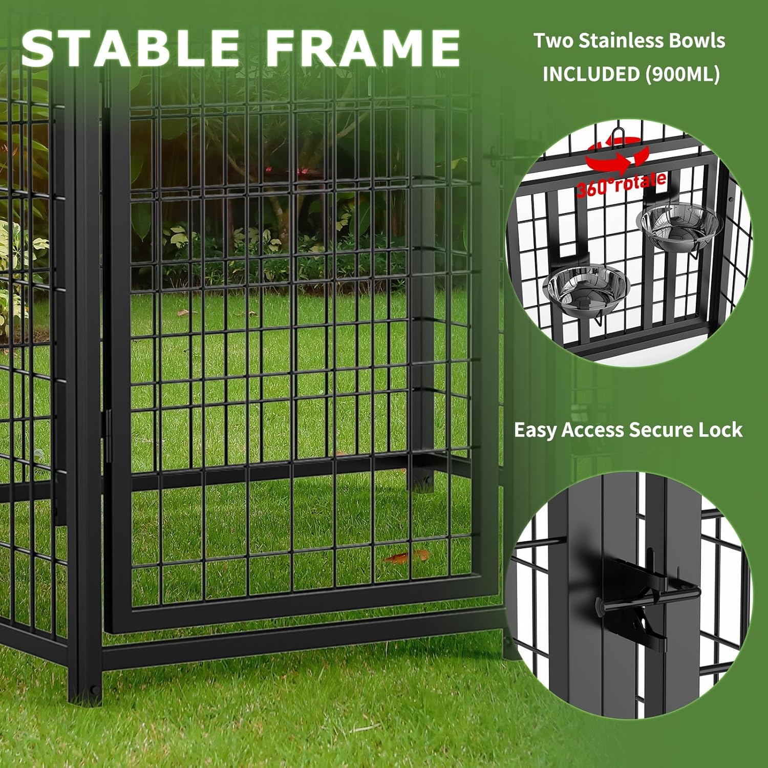LUXYARD 4x4 ft Metal Chicken Coop Run with Side Hardware Cloth, Large Walk-in Outdoor Poultry Cage Heavy Duty Predator Proof Hen Duck Rabbit Farm Pen House, Waterproof Anti-UV Cover