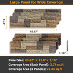 Faux Stone Wall Panels, 1-Pack Premium PU Stone Veneer for Indoor/Outdoor, 3D Artificial Rock Siding for Fireplace Surround & TV Accent Wall, English Brown Castle Stone, 45.67"x11.8"