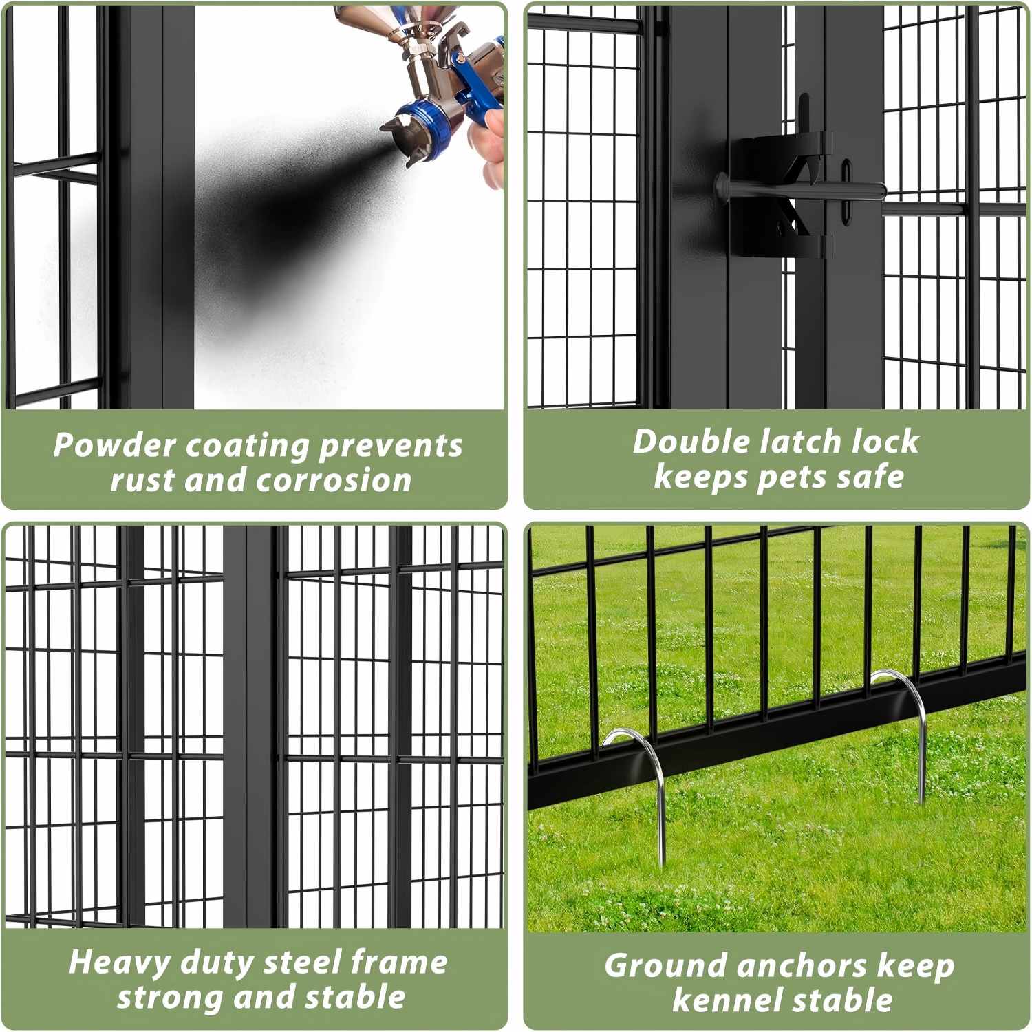 LUXYARD Outdoor Dog Kennel with Rotating Feeding Door, Stainless Bowls and Upgraded Polyester Roof