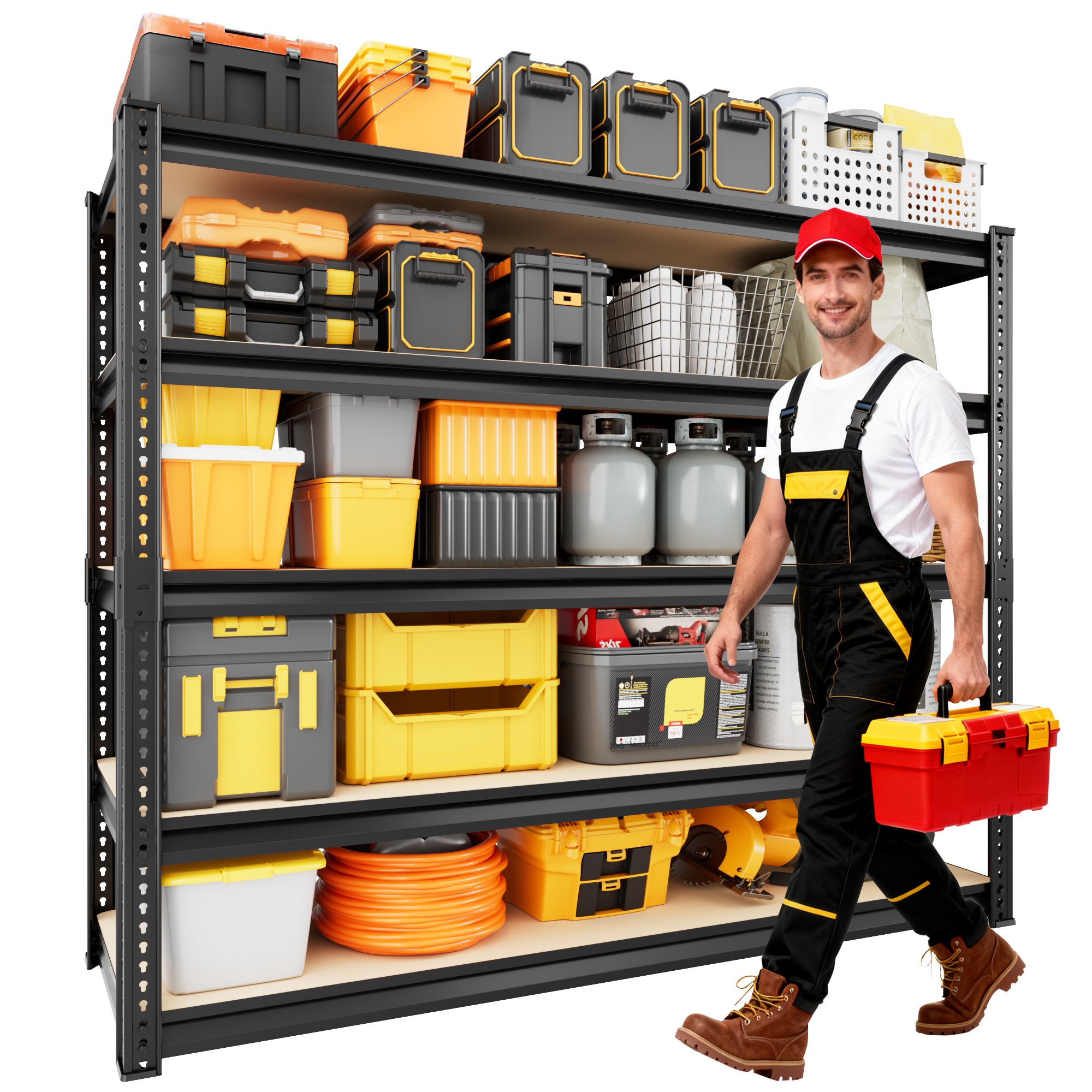 Heavy-Duty 5-Tier Metal Storage Shelves Adjustable Garage Shelving for Pantry Closet Kitchen Basement Black