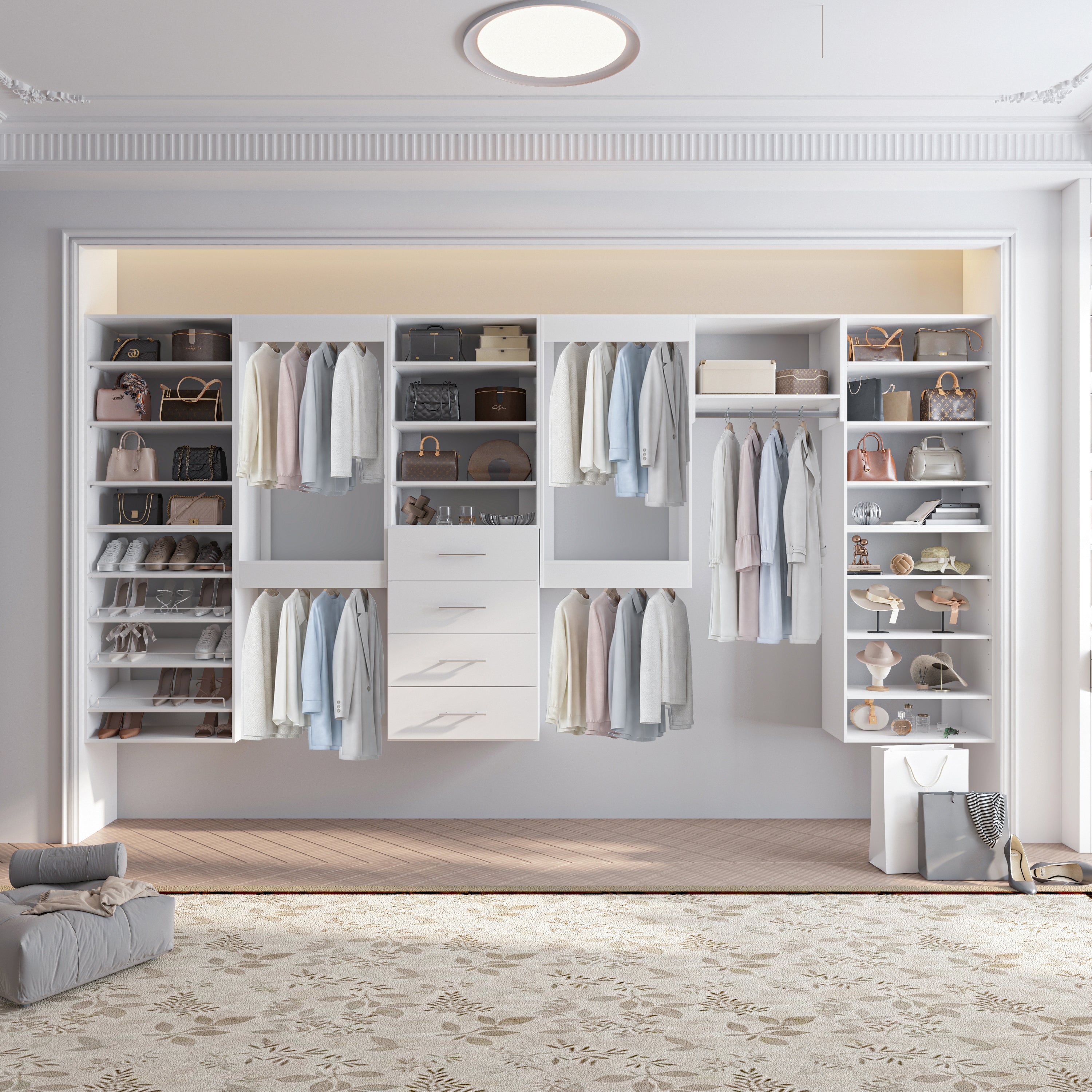 19.5" Wide 4 Drawer Tower Modular Closet System, Closet Storage Organizer with 4 Drawers, White