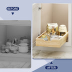 Pull Out Cabinet Organizer, 13.5 in W x 21 in D Solid Wood Slide Out Drawer, Soft Close Sliding Shelf, Bottom or Side Mount for Kitchen Pantry Bathroom, Fits 14.5 in Cabinet Opening