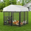 LUXYARD 4x4 ft Metal Chicken Coop Run with Side Hardware Cloth, Large Walk-in Outdoor Poultry Cage Heavy Duty Predator Proof Hen Duck Rabbit Farm Pen House, Waterproof Anti-UV Cover