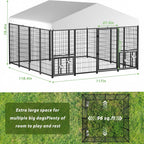 LUXYARD Outdoor Dog Kennel with Rotating Feeding Door, Stainless Bowls and Upgraded Polyester Roof