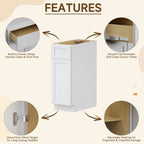 Kitchen Base Cabinets with 1-Drawer and Adjustable Shelf in Shaker White