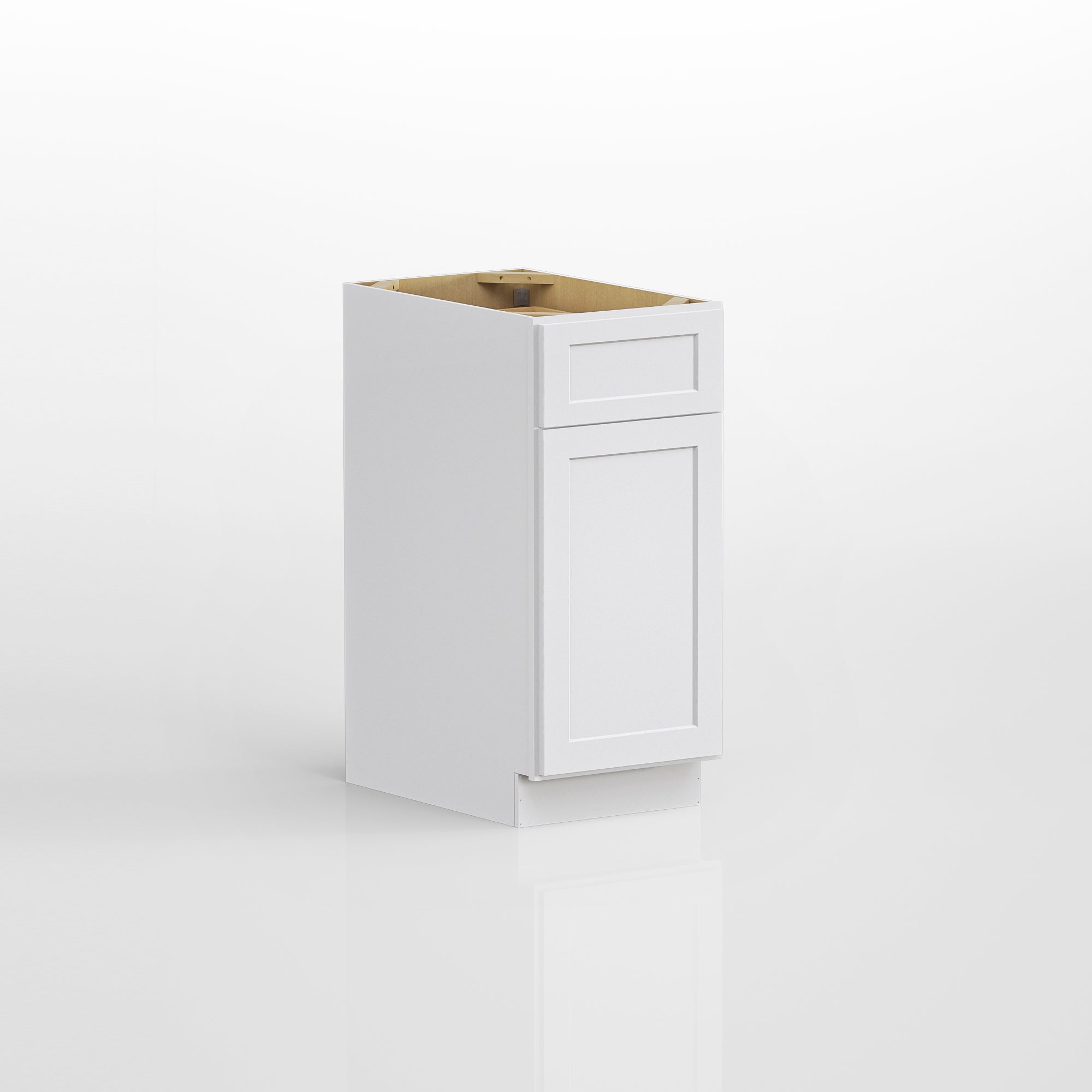 Kitchen Base Cabinets with 1-Drawer and Adjustable Shelf in Shaker White