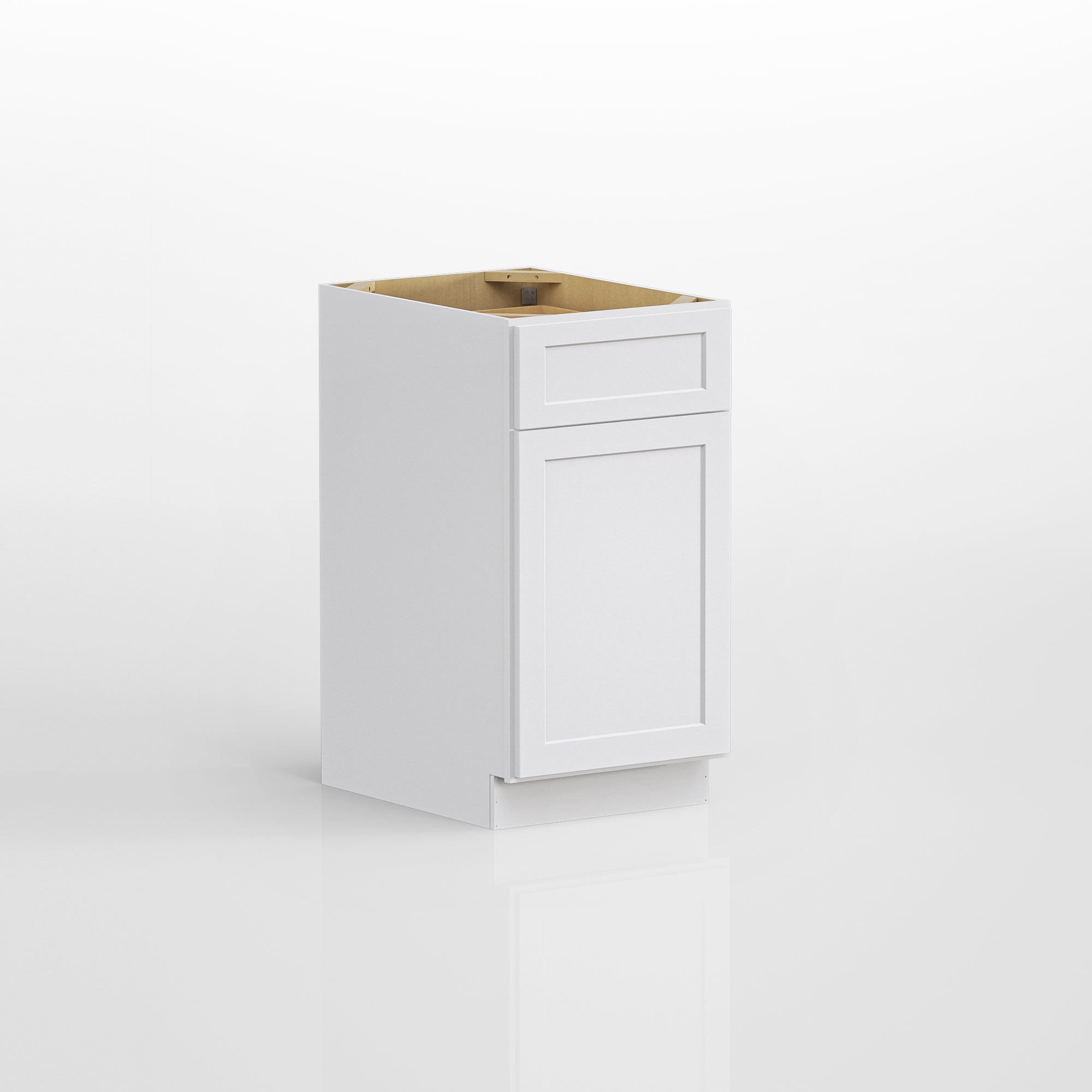 Kitchen Base Cabinets with 1-Drawer and Adjustable Shelf in Shaker White