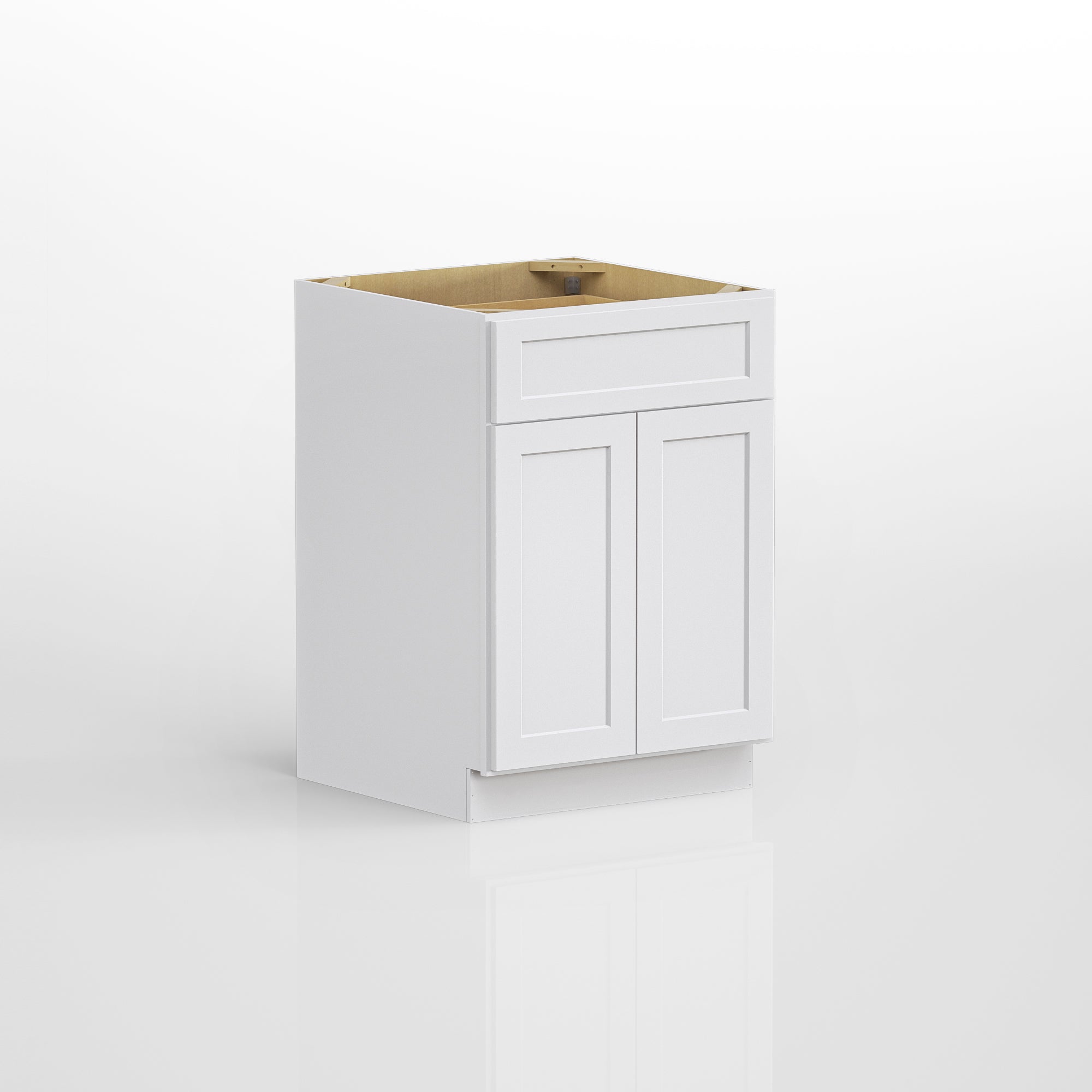 Kitchen Base Cabinets with 1-Drawer and Adjustable Shelf in Shaker White