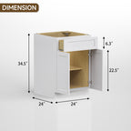 Kitchen Base Cabinets with 1-Drawer and Adjustable Shelf in Shaker White