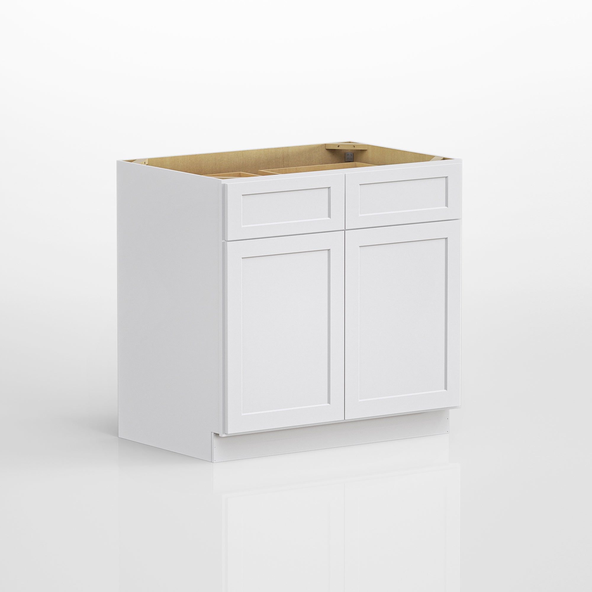 Kitchen Base Cabinets with 1-Drawer and Adjustable Shelf in Shaker White