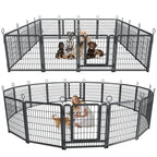 Dog Playpen Outdoor Extra Wide 16 Piece Panels Heavy Duty Dog Fence 40Inch Height Anti Rust with Doors Portable for RV Camping Yard Total 37FT 111Sq ft Snowy Black