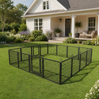 Dog Playpen Outdoor Extra Wide 16 Piece Panels Heavy Duty Dog Fence 40Inch Height Anti Rust with Doors Portable for RV Camping Yard Total 37FT 111Sq ft Snowy Black