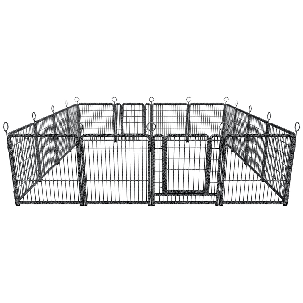 Dog Playpen Outdoor Extra Wide 16 Piece Panels Heavy Duty Dog Fence 40Inch Height Anti Rust with Doors Portable for RV Camping Yard Total 37FT 111Sq ft Snowy Black