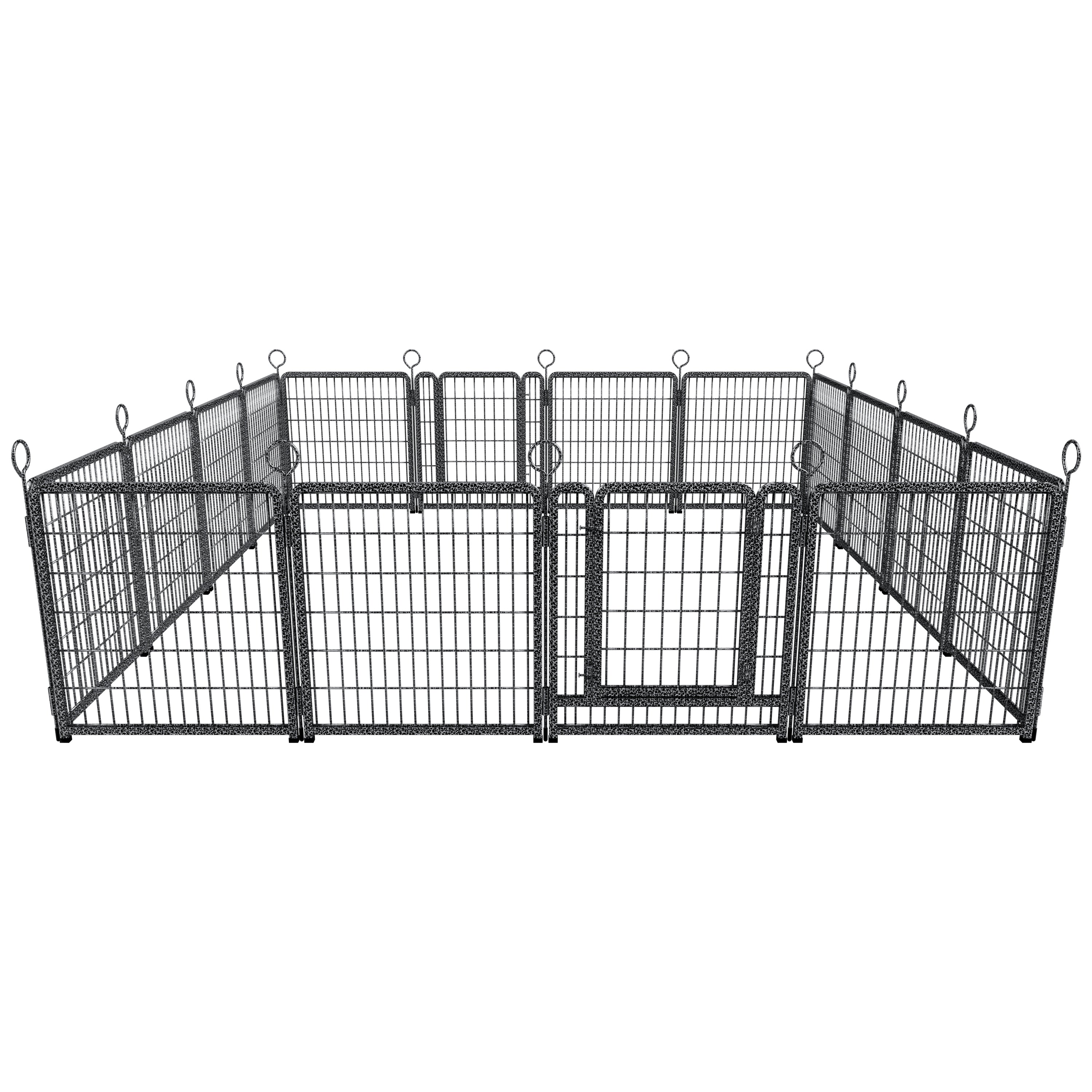 Dog Playpen Outdoor Extra Wide 16 Piece Panels Heavy Duty Dog Fence 40Inch Height Anti Rust with Doors Portable for RV Camping Yard Total 37FT 111Sq ft Snowy Black