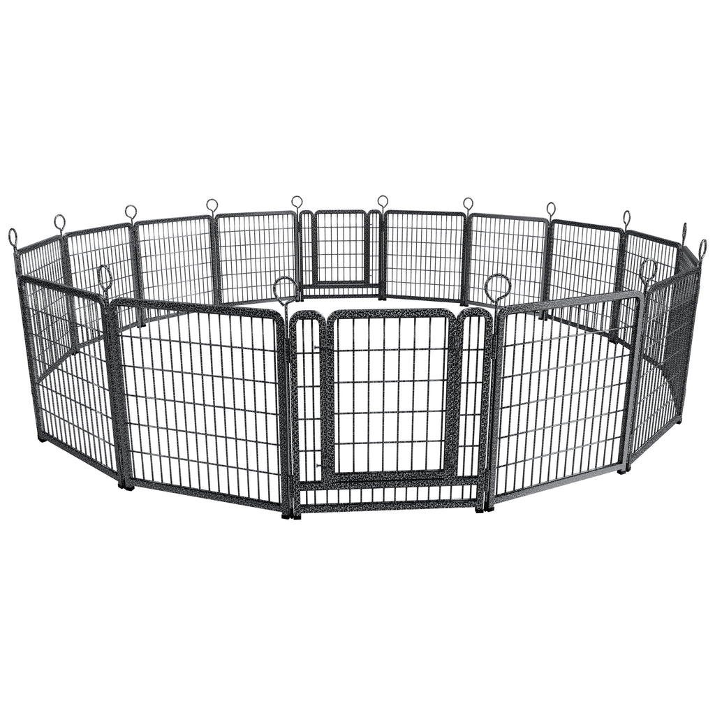 Dog Playpen Outdoor Extra Wide 16 Piece Panels Heavy Duty Dog Fence 40Inch Height Anti Rust with Doors Portable for RV Camping Yard Total 37FT 111Sq ft Snowy Black
