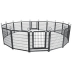 Dog Playpen Outdoor Extra Wide 16 Piece Panels Heavy Duty Dog Fence 40Inch Height Anti Rust with Doors Portable for RV Camping Yard Total 37FT 111Sq ft Snowy Black