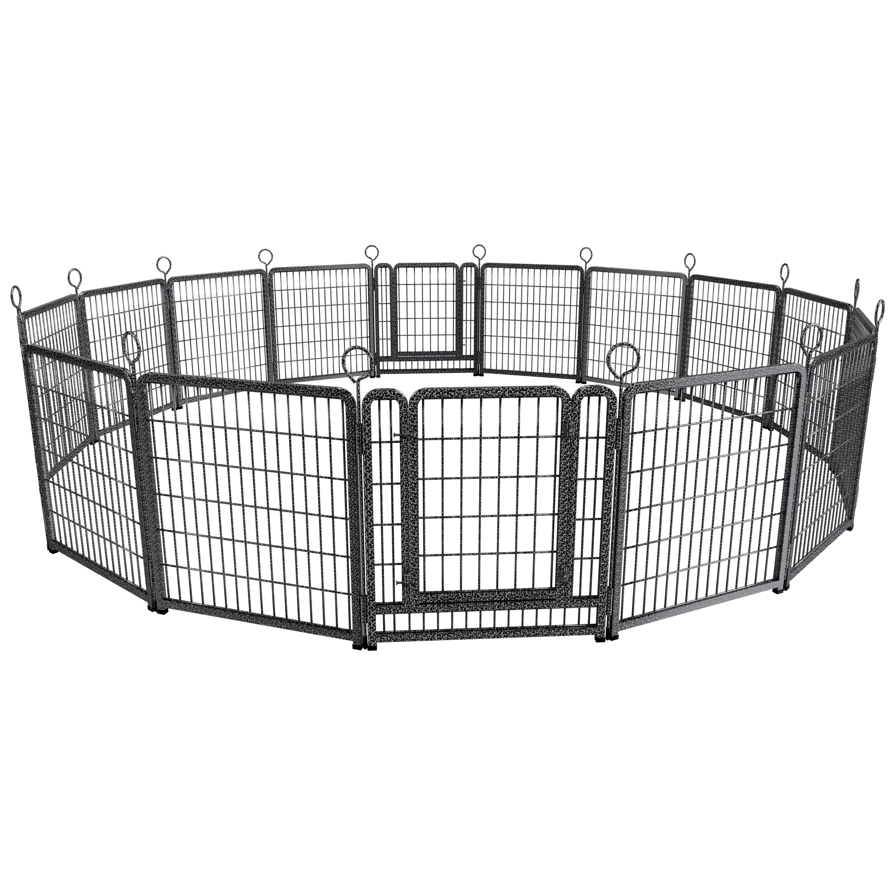 Dog Playpen Outdoor Extra Wide 16 Piece Panels Heavy Duty Dog Fence 40Inch Height Anti Rust with Doors Portable for RV Camping Yard Total 37FT 111Sq ft Snowy Black