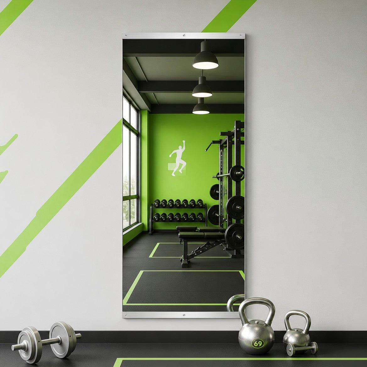 26 in W x 60 in H Frameless Full Length Wall Mirror for Home Gym Bedroom Garage Workout Room and Dance Studio