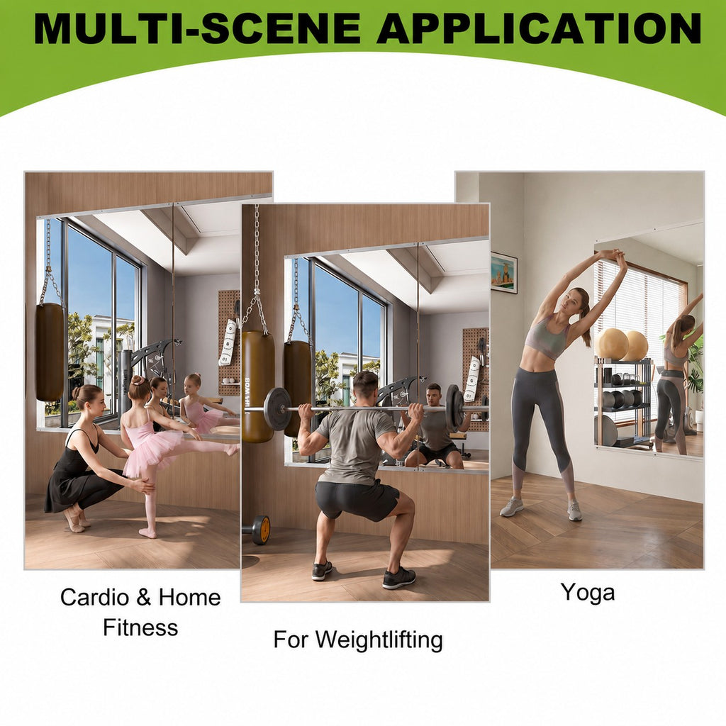 26 in W x 60 in H Frameless Full Length Wall Mirror for Home Gym Bedroom Garage Workout Room and Dance Studio