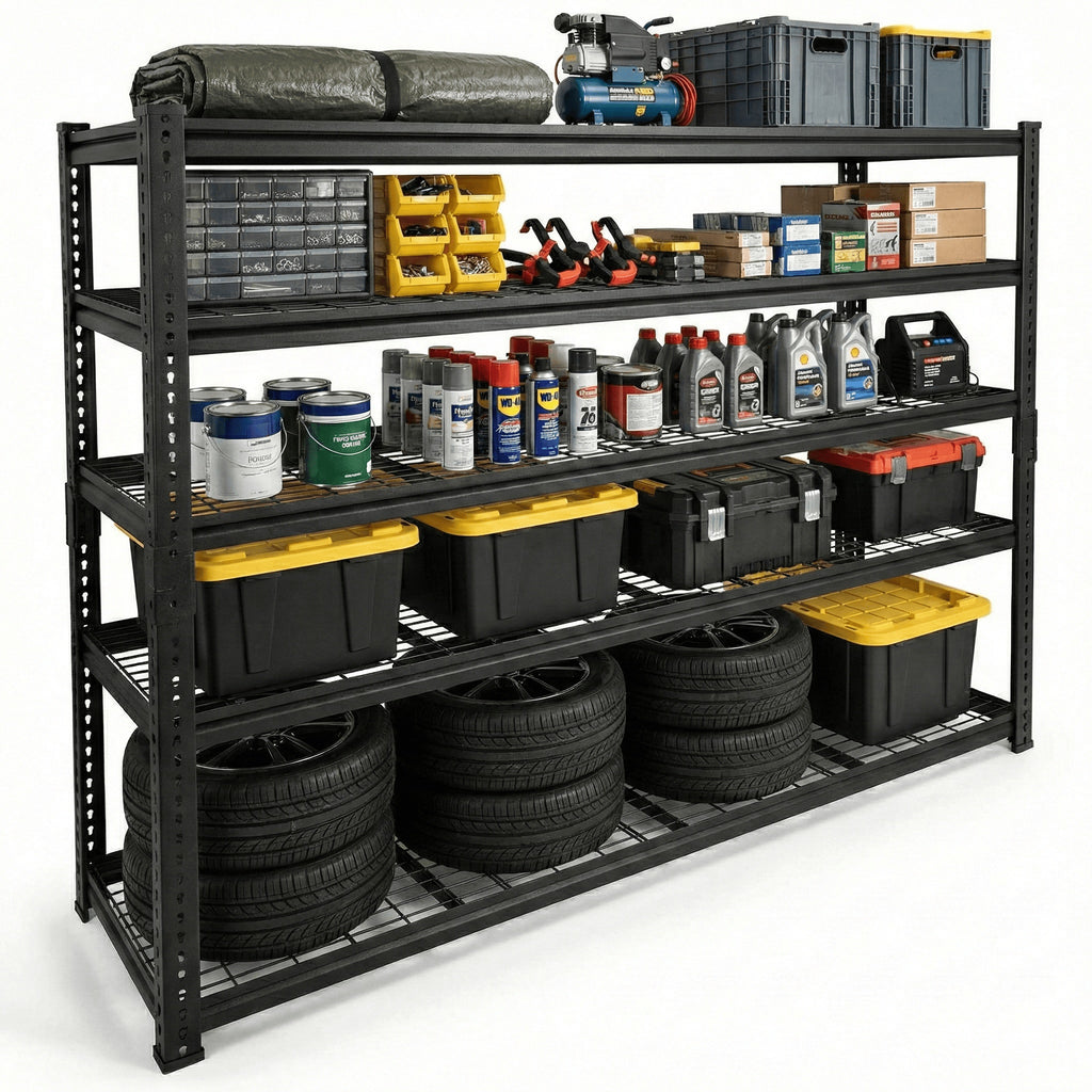 60"W x 18"D x 72"H Wire Shelving Unit, Industrial Grade 4/5-Tier Metal Storage Rack, Massive 3300Lbs Capacity (660Lbs/Shelf), Heavy Duty Adjustable Garage Shelf for Warehouse, Commercial Kitchen, Black