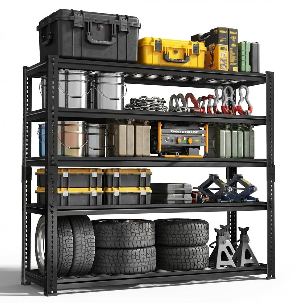 60"W x 18"D x 72"H Wire Shelving Unit, Industrial Grade 4/5-Tier Metal Storage Rack, Massive 3300Lbs Capacity (660Lbs/Shelf), Heavy Duty Adjustable Garage Shelf for Warehouse, Commercial Kitchen, Black