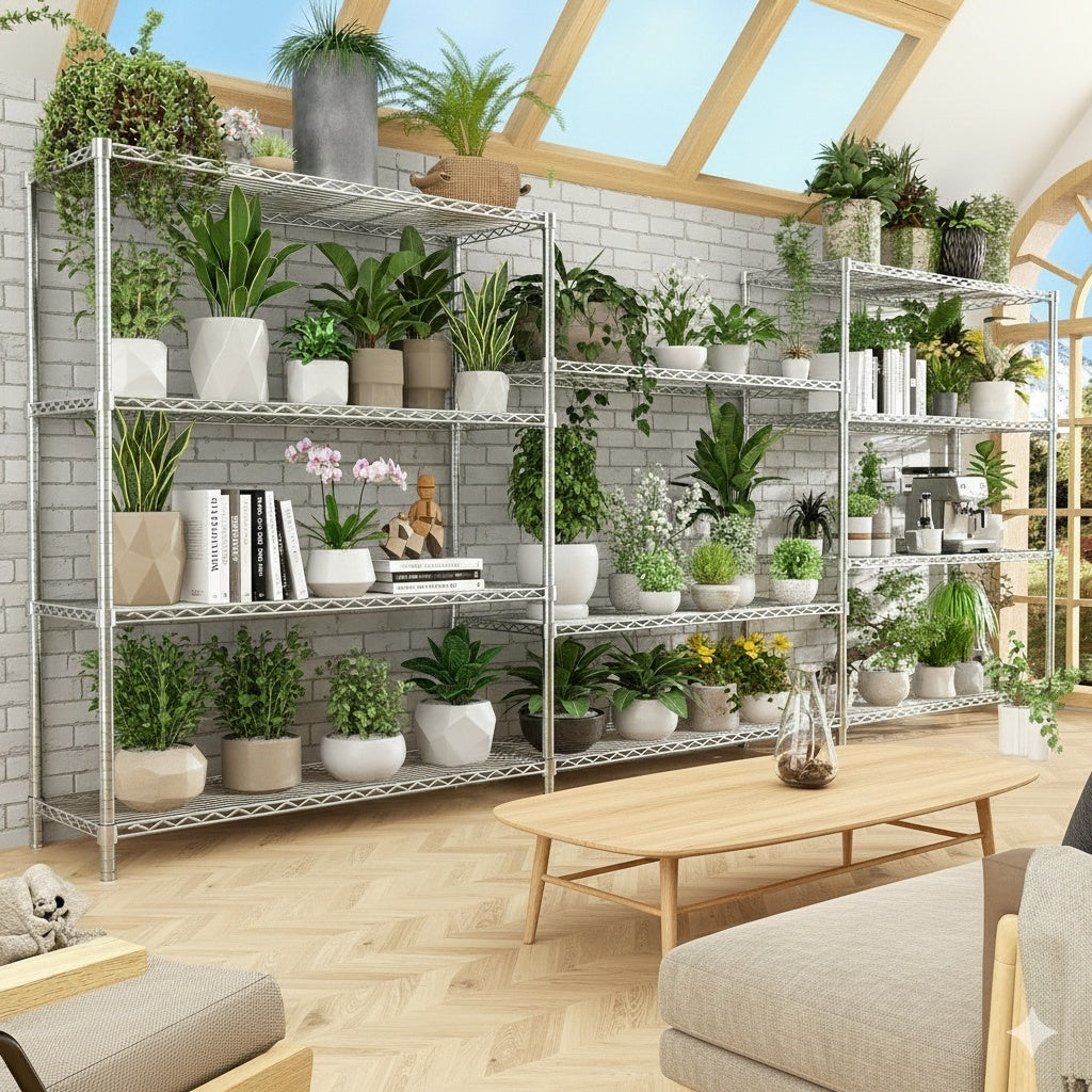 48"W x 18"D Black 5-Tier Wire Shelving, 2000Lbs Capacity Heavy Duty Metal Rack, Rust-Proof Adjustable Shelves for Garage, Kitchen Pantry & Basement - Black