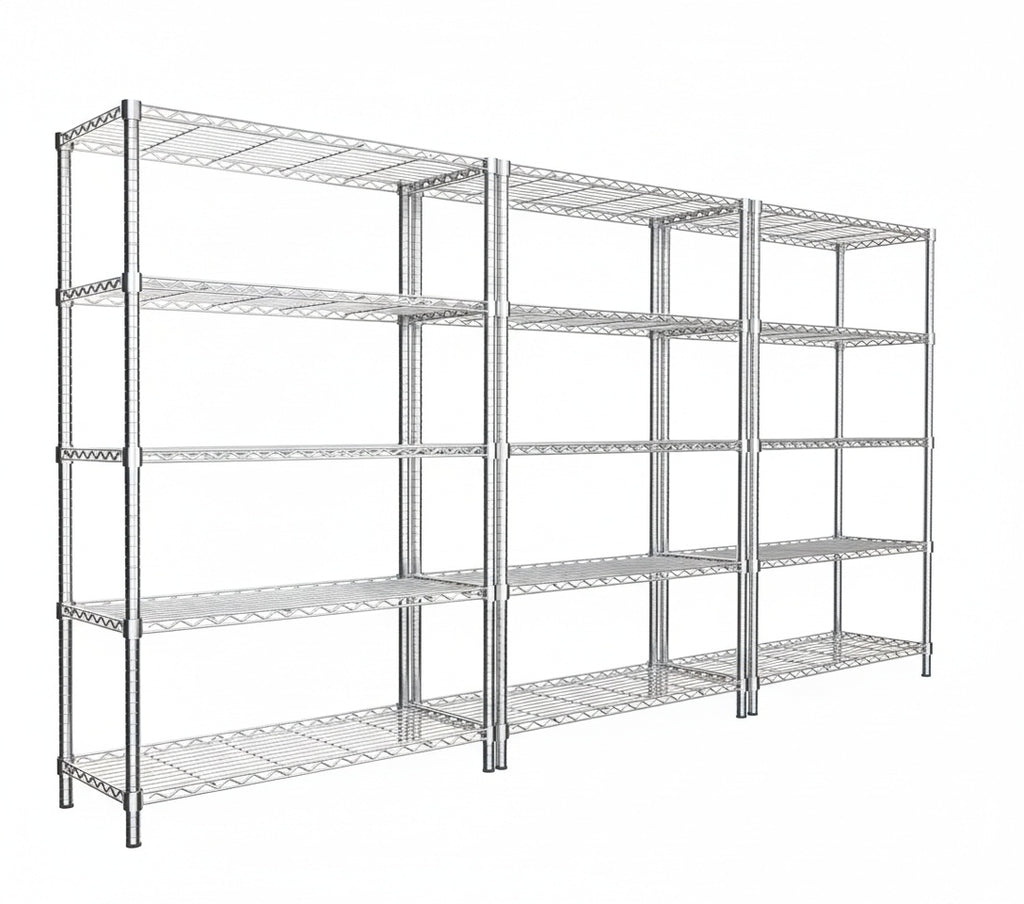 48"W x 18"D Black 5-Tier Wire Shelving, 2000Lbs Capacity Heavy Duty Metal Rack, Rust-Proof Adjustable Shelves for Garage, Kitchen Pantry & Basement - Black