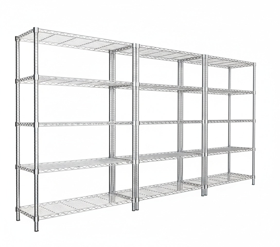 48"W x 18"D Black 5-Tier Wire Shelving, 2000Lbs Capacity Heavy Duty Metal Rack, Rust-Proof Adjustable Shelves for Garage, Kitchen Pantry & Basement - Black