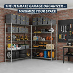 48"W x 18"D Black 5-Tier Wire Shelving, 2000Lbs Capacity Heavy Duty Metal Rack, Rust-Proof Adjustable Shelves for Garage, Kitchen Pantry & Basement - Black