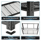 60"W x 18"D x 72"H Wire Shelving Unit, Industrial Grade 4/5-Tier Metal Storage Rack, Massive 3300Lbs Capacity (660Lbs/Shelf), Heavy Duty Adjustable Garage Shelf for Warehouse, Commercial Kitchen, Black