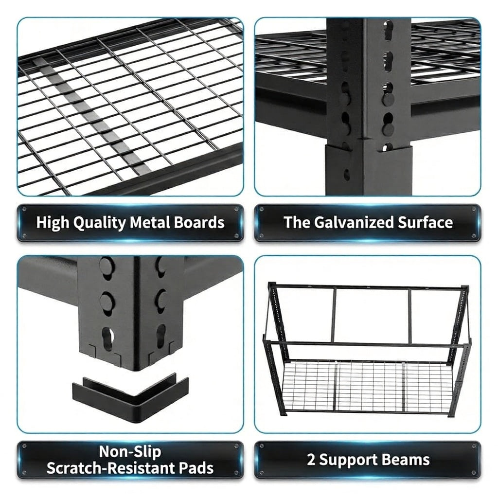 60"W x 18"D x 72"H Wire Shelving Unit, Industrial Grade 4/5-Tier Metal Storage Rack, Massive 3300Lbs Capacity (660Lbs/Shelf), Heavy Duty Adjustable Garage Shelf for Warehouse, Commercial Kitchen, Black