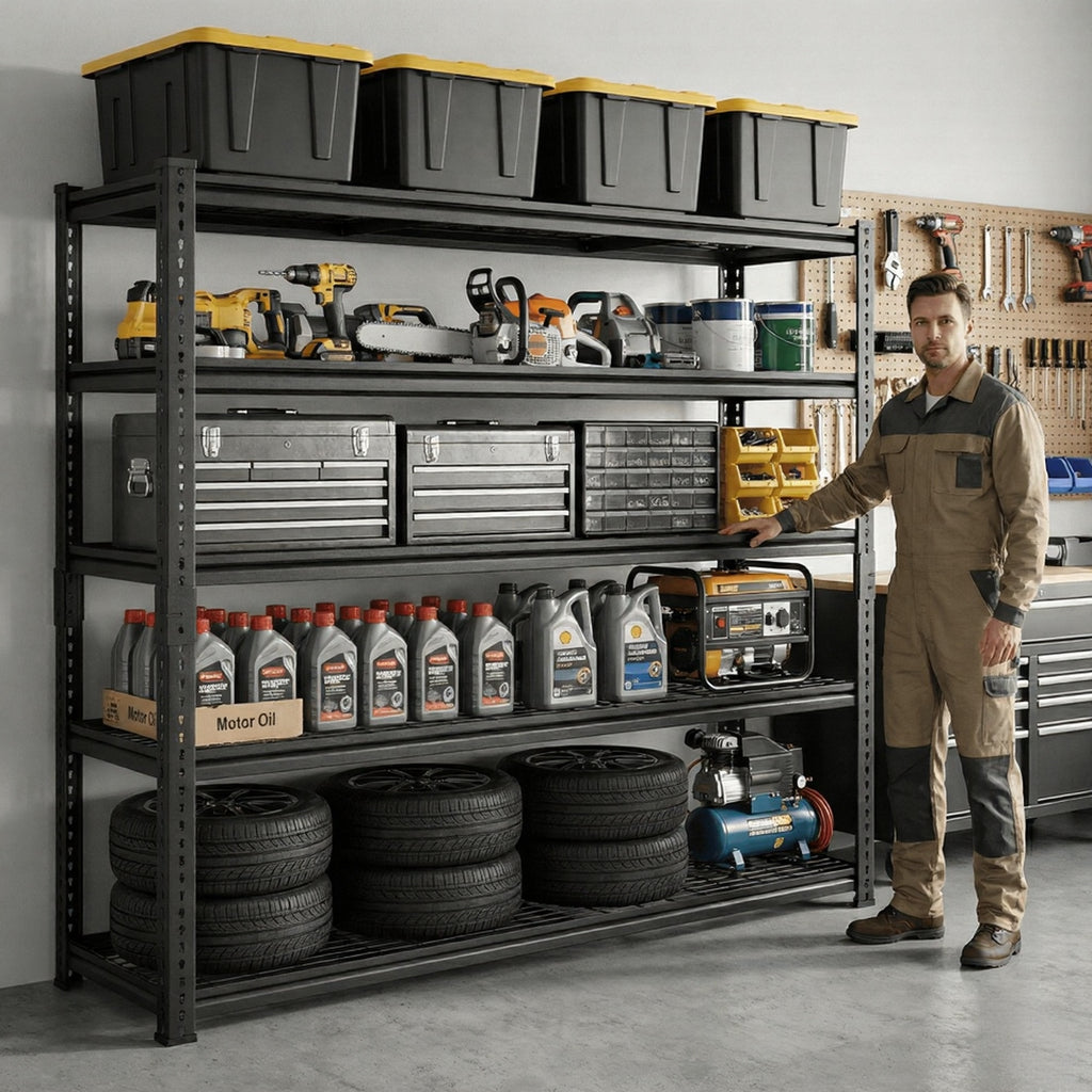 60"W x 18"D x 72"H Wire Shelving Unit, Industrial Grade 4/5-Tier Metal Storage Rack, Massive 3300Lbs Capacity (660Lbs/Shelf), Heavy Duty Adjustable Garage Shelf for Warehouse, Commercial Kitchen, Black