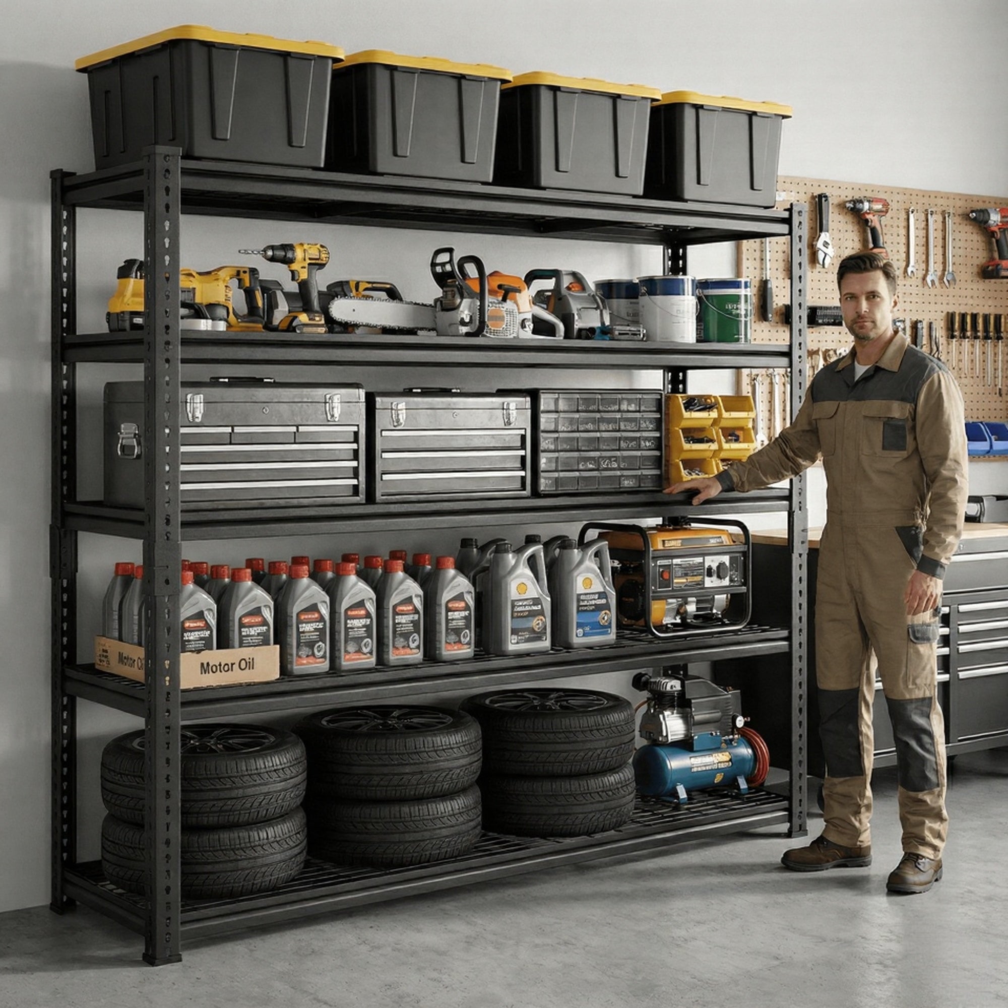 60"W x 18"D x 72"H Wire Shelving Unit, Industrial Grade 4/5-Tier Metal Storage Rack, Massive 3300Lbs Capacity (660Lbs/Shelf), Heavy Duty Adjustable Garage Shelf for Warehouse, Commercial Kitchen, Black