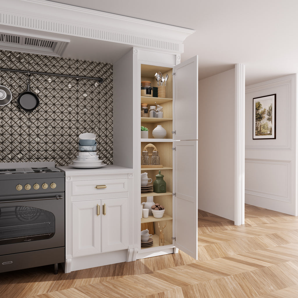 Pantry Kitchen Cabinet Tall Storage Cabinet in Shaker White