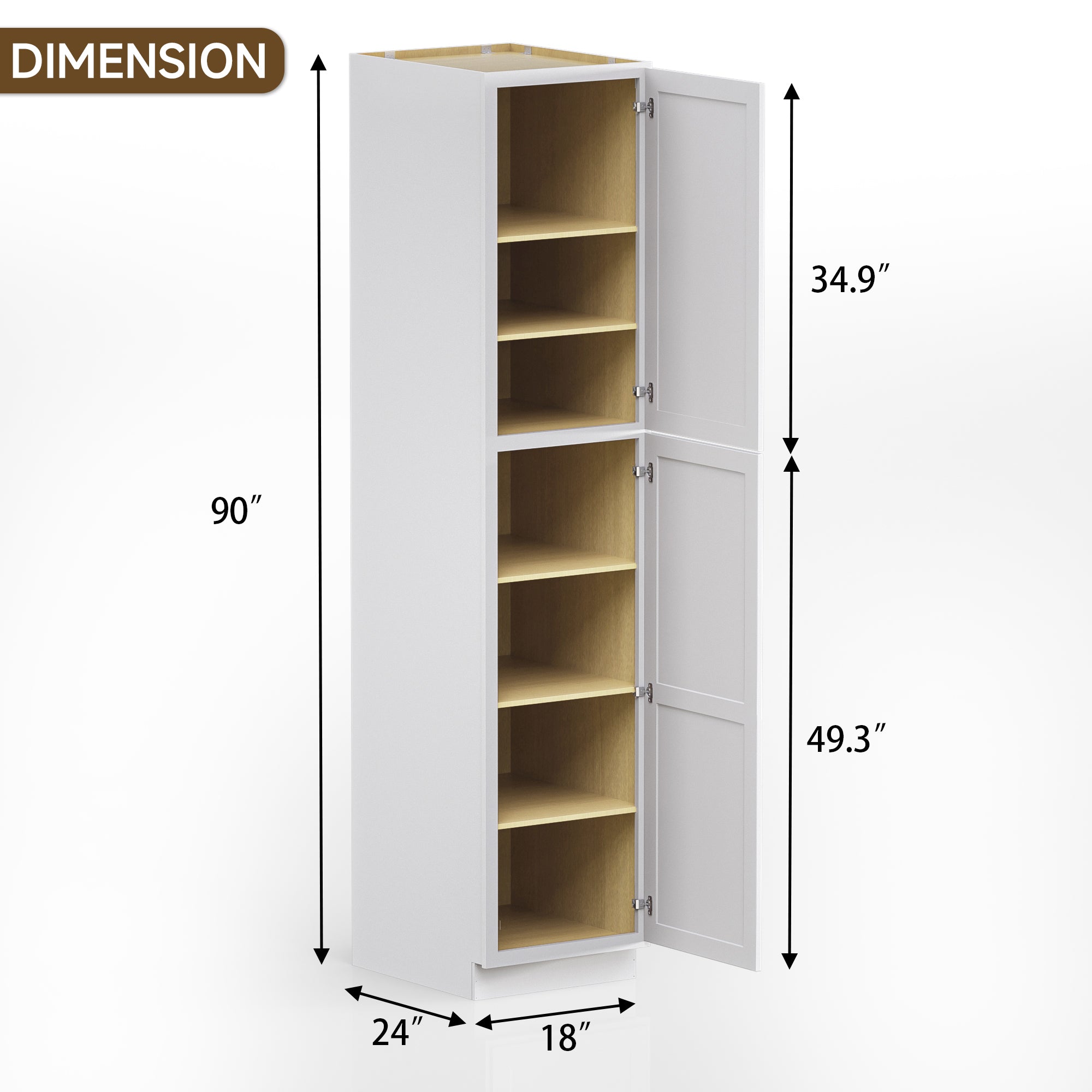 Pantry Kitchen Cabinet Tall Storage Cabinet in Shaker White